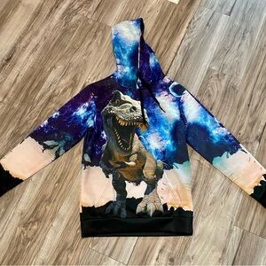 Big Kids T-Rex Galaxy Lightweight Hoodie (L)